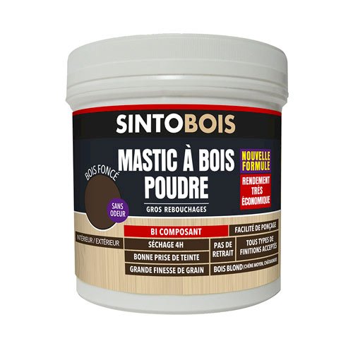 MASTIC A BOIS POUDRE BOIS CLAIR SINTOBOIS 450G