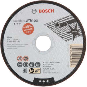 1 disque à tronçonner pour l'Inox Standard for moyeu plat 125x1,6mm