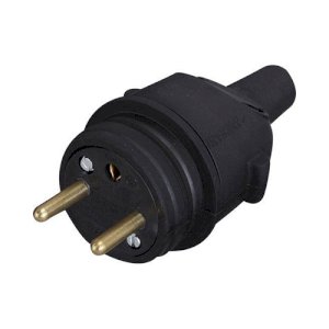 FICHE MALE CAOUTCHOUC 2P+T 16A 250V