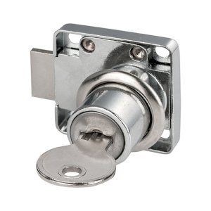 SERRURE DE MEUBLES ZAMACK CHROME LOK79 CYL19X20MM+2 CLES EN ACIER