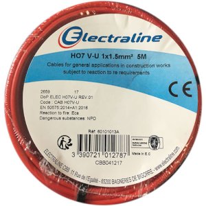 BOBINE H07 V-U 1x1,5MM² ROUGE 5M