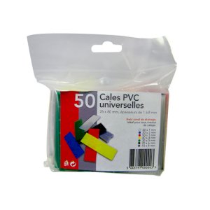 CALES UNIVERSELLES PANACHEES PVC 80X26MM SACHET 50PCS