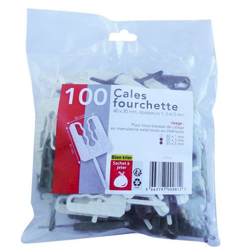 CALES FOURCHETTES PANACHEES PVC 40X30MM SACHET 100PCS