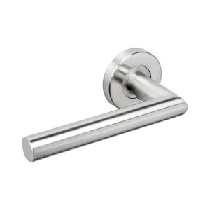 ENSEMBLE BEQUILLE INOX 201 BROSSE SUR ROSACE LOK 13 BEQUILLE ANGLE VIF